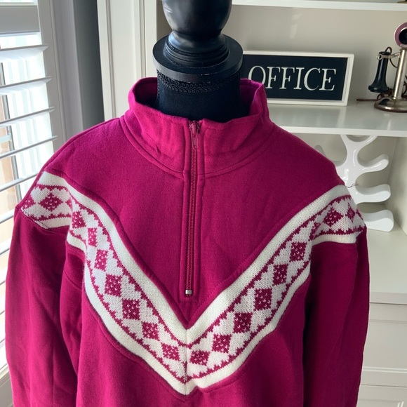 Vintage Y2K 90’S R&R SPORTS Magenta Half Zip Pullover Sweater Women’s SZ Large - Picture 3 of 15